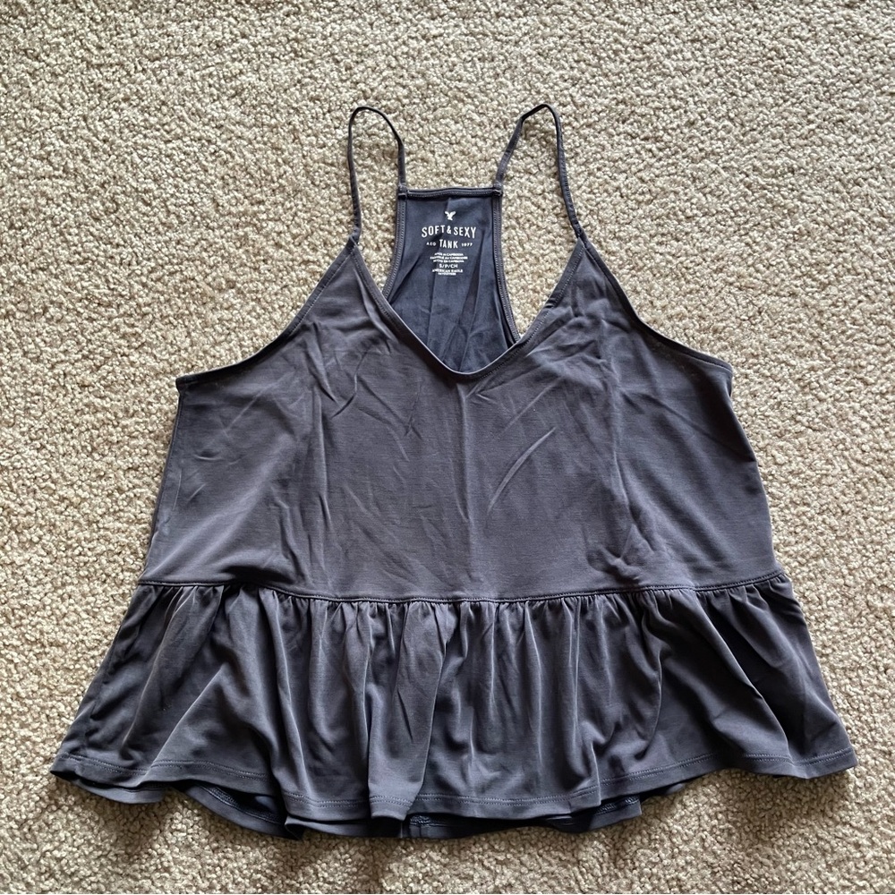 American Eagle Grey Peplum Tank Top